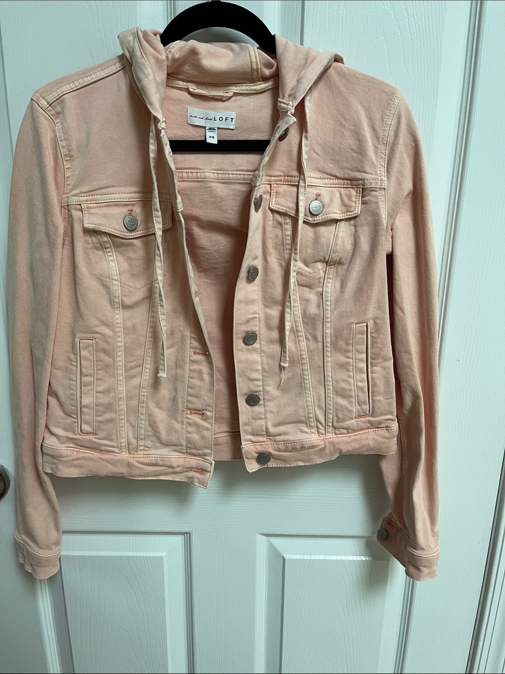 LOFT Light Peach Hooded Denim Jacket
